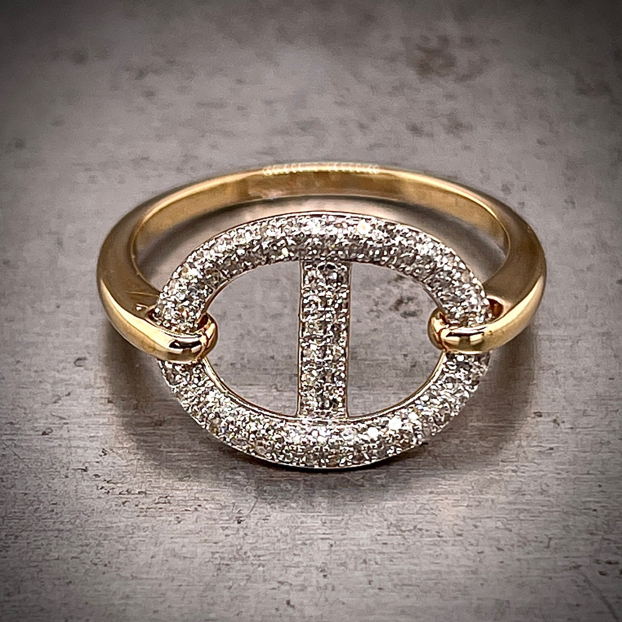 Front View of 14k Yellow and White Gold Two-tone Diamond Ring