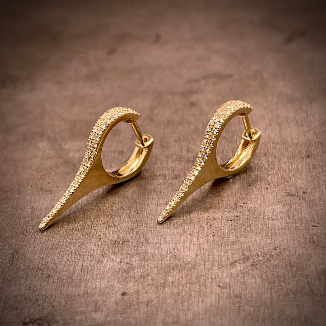 14k Yellow Gold Diamond Drop Earrings