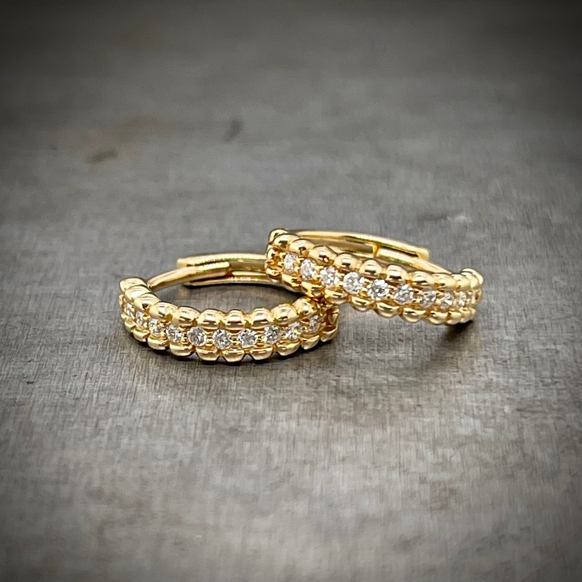 14k Yellow Gold Diamond Petite Hoops