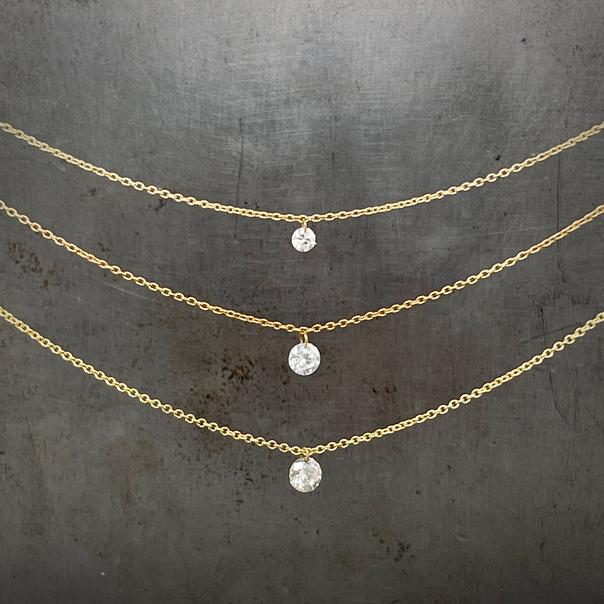 Single Drilled Diamond Layering Necklace