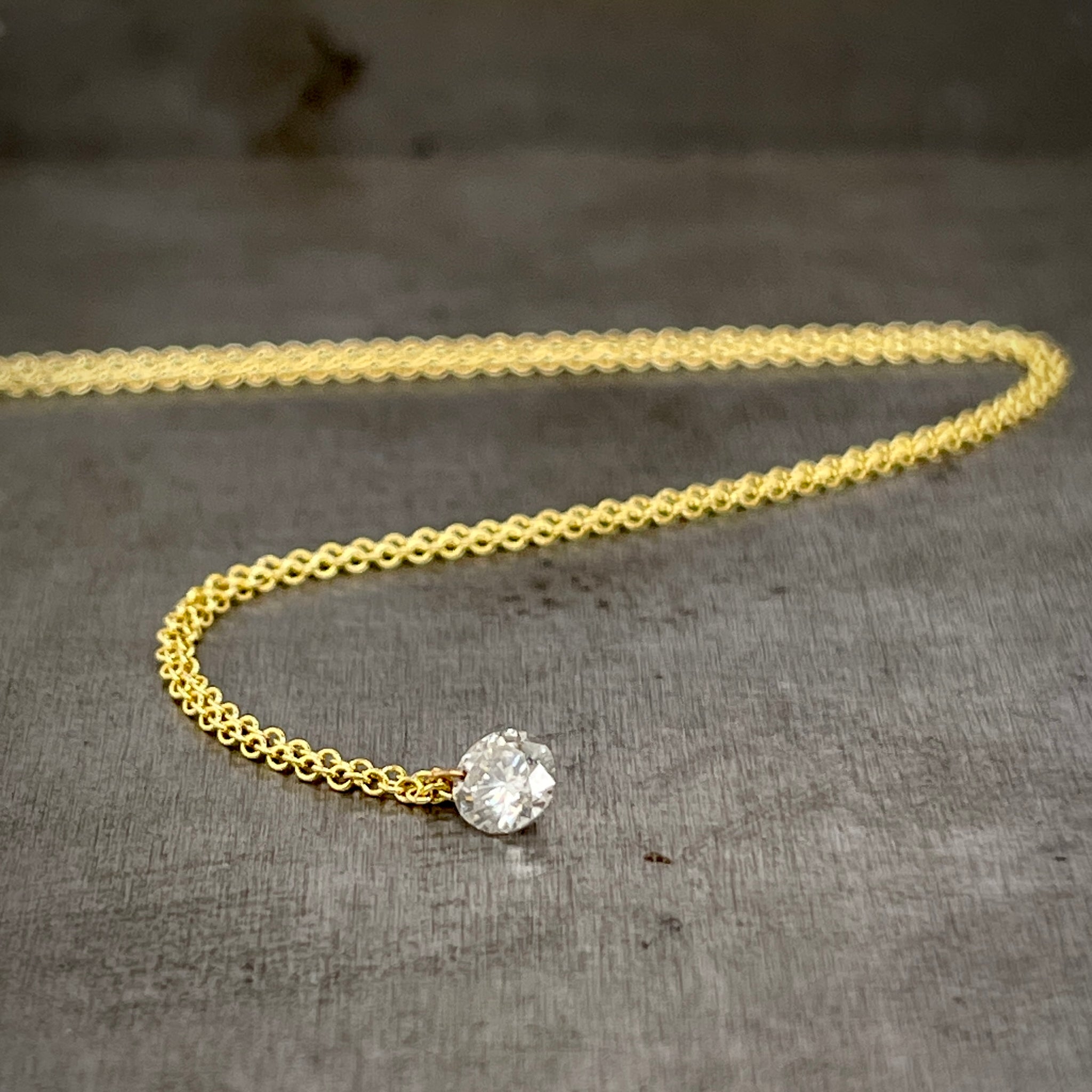 Single Drilled Diamond Layering Necklace
