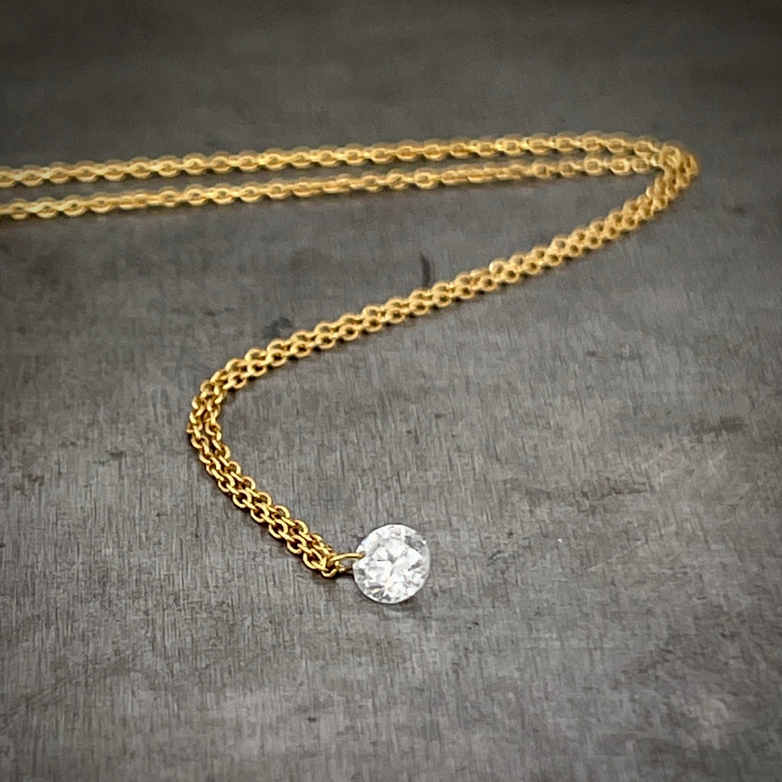 Single Drilled Diamond Layering Necklace