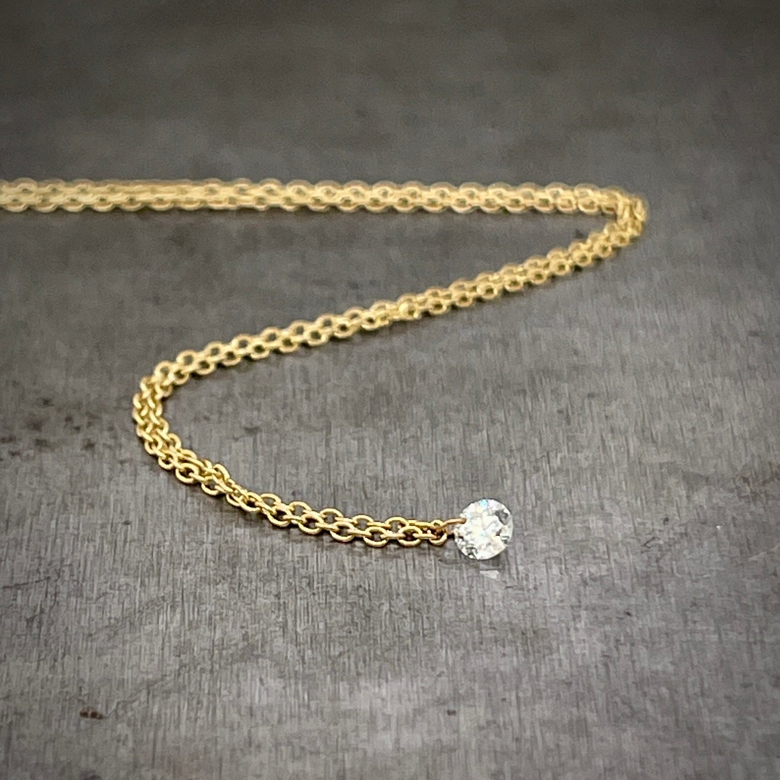 Single Drilled Diamond Layering Necklace