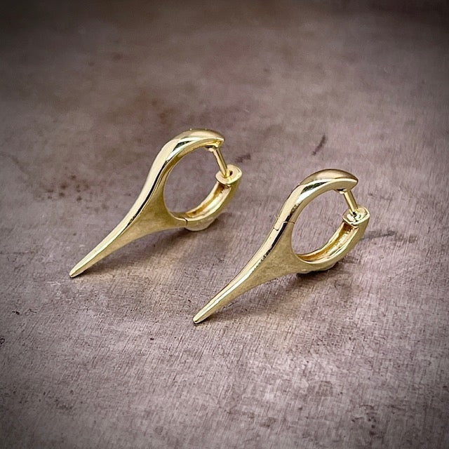 Angled Side View of 14k Yellow Gold Drop Earrings