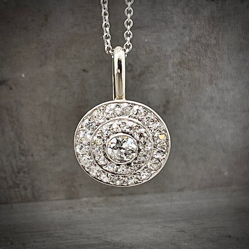 Front View of Platinum and Diamond Pendant