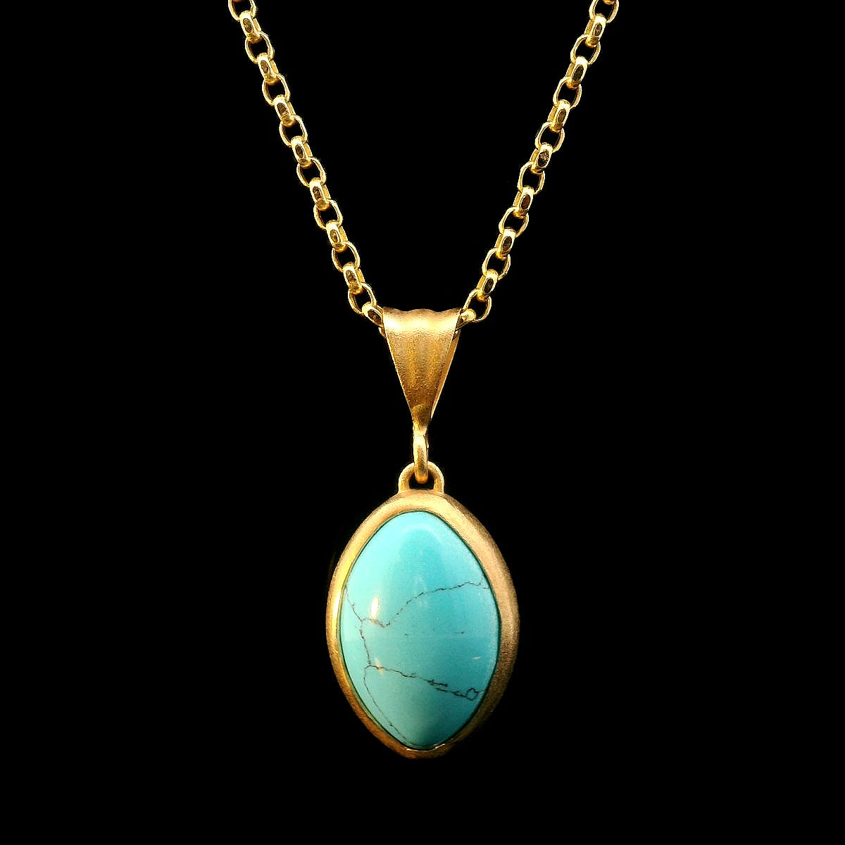 Sleeping Beauty Turquoise and 14k Yellow Gold Pendant