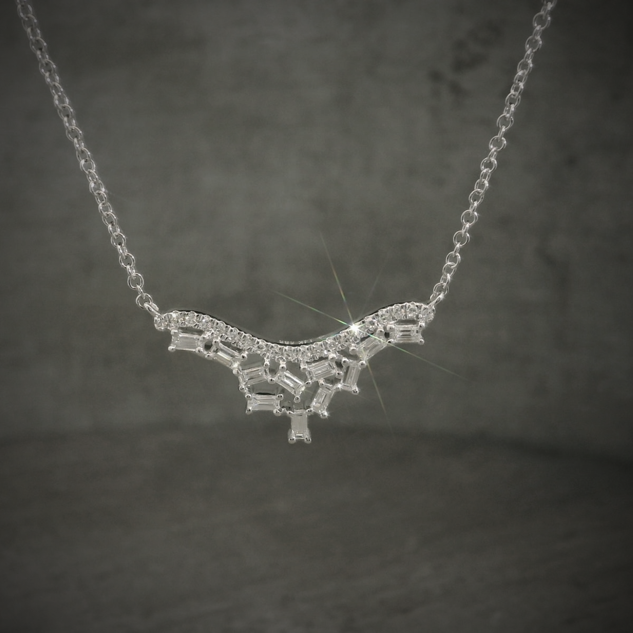 Artfully Asymmetrical White Gold and Diamond Necklace