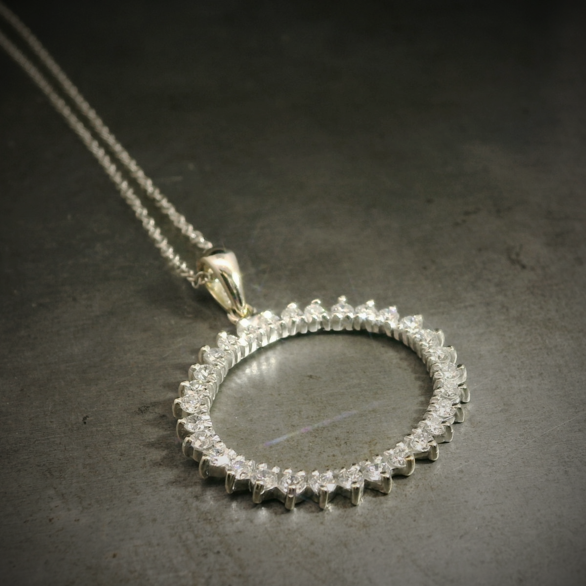 White Gold Oval Diamond Necklace