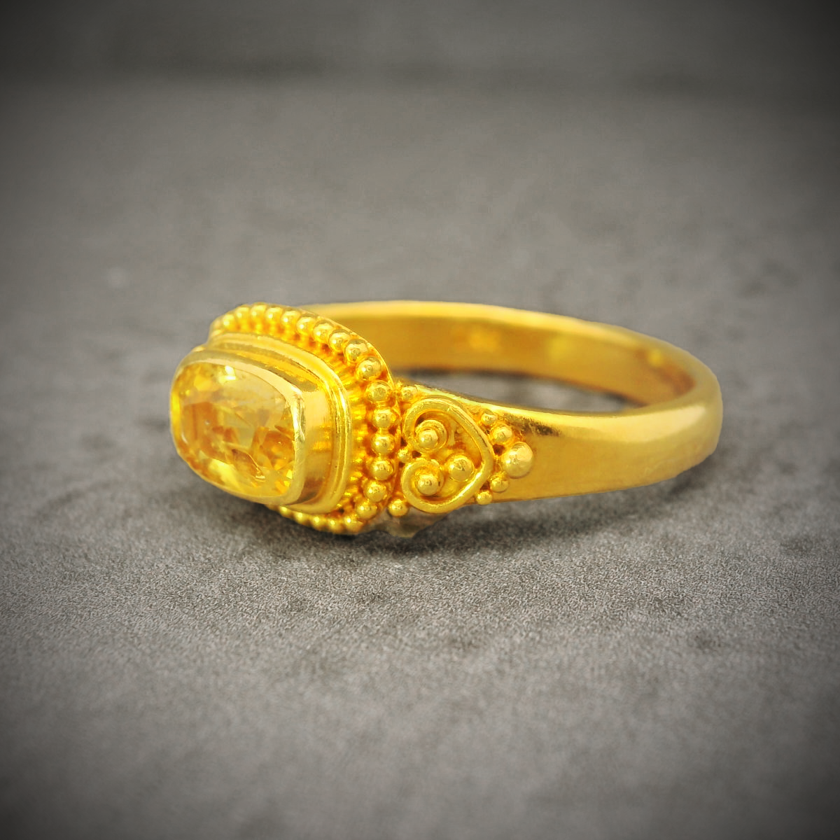 22K Yellow Gold and Yellow Sapphire Ring