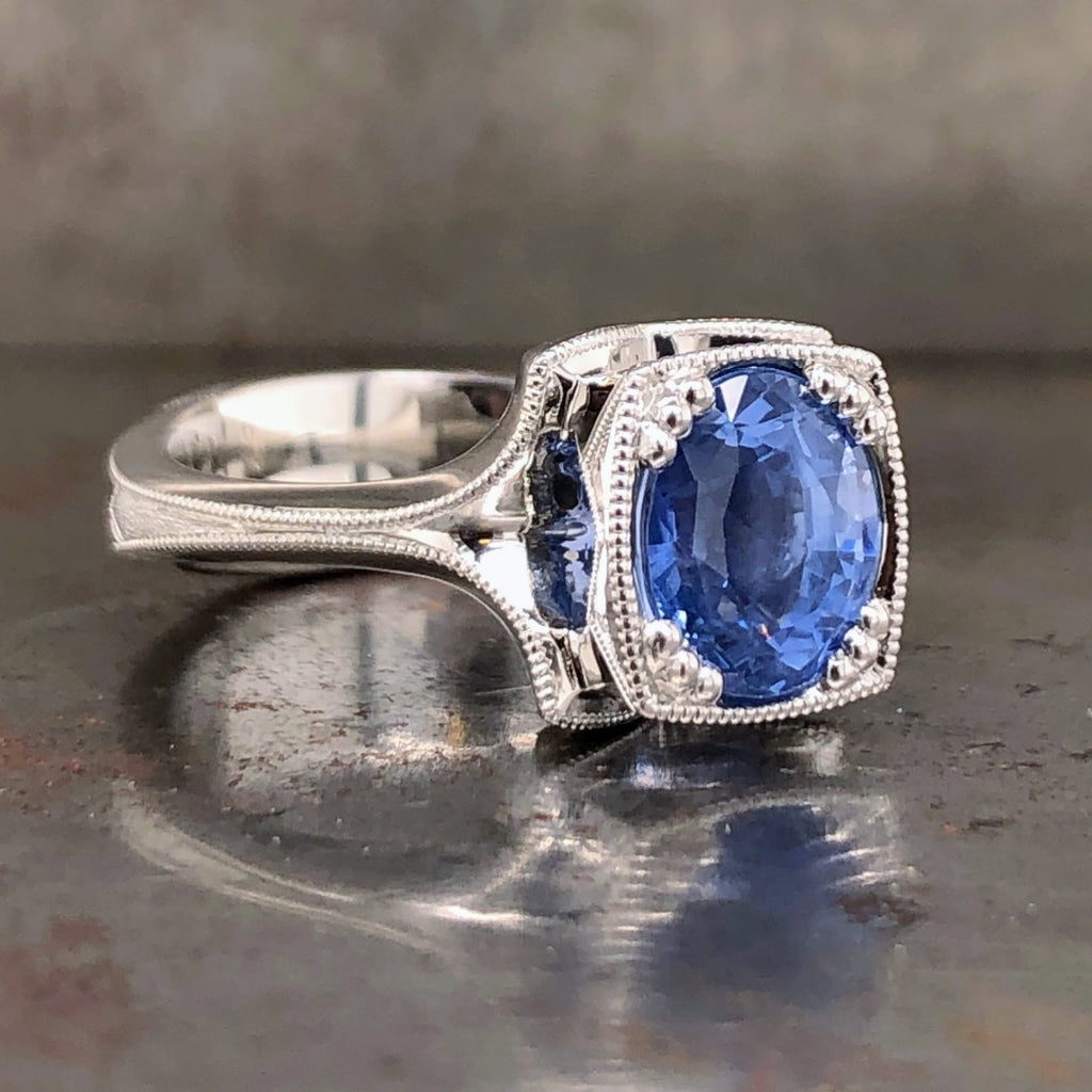 Lavender Blue Sapphire Platinum Ring