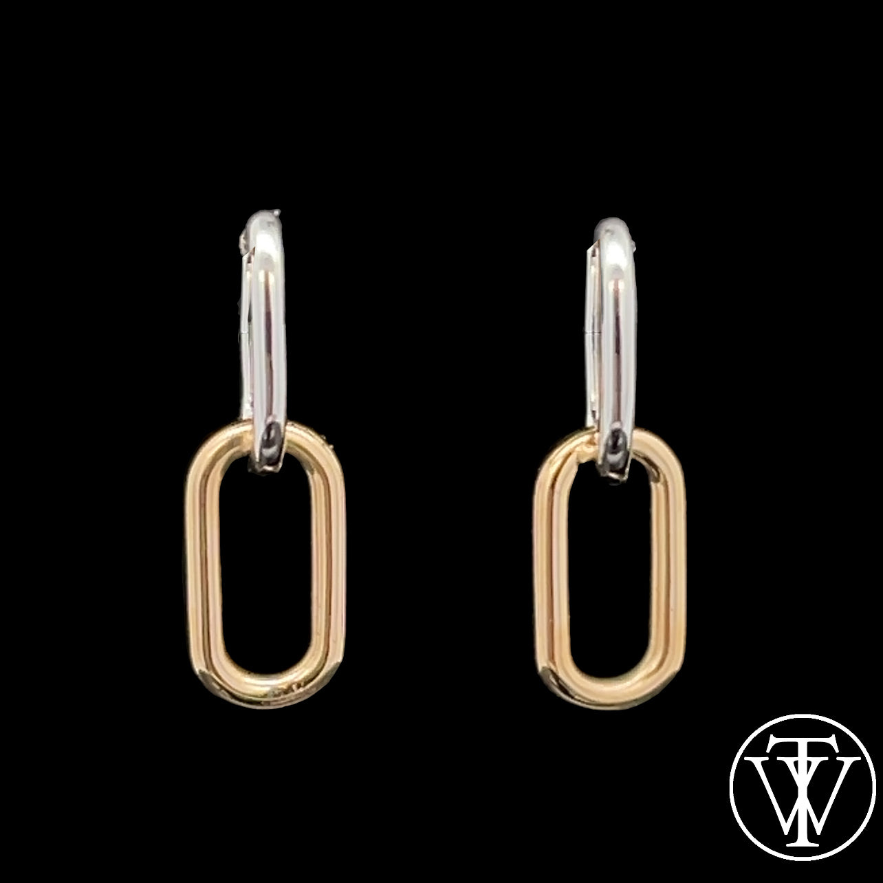 Two Tone Gold Link Earrings