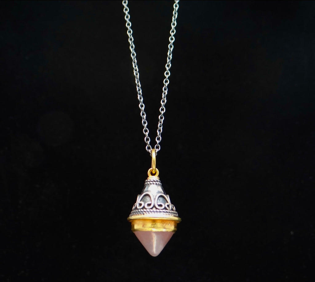 Two Tone Rose Quartz Necklace