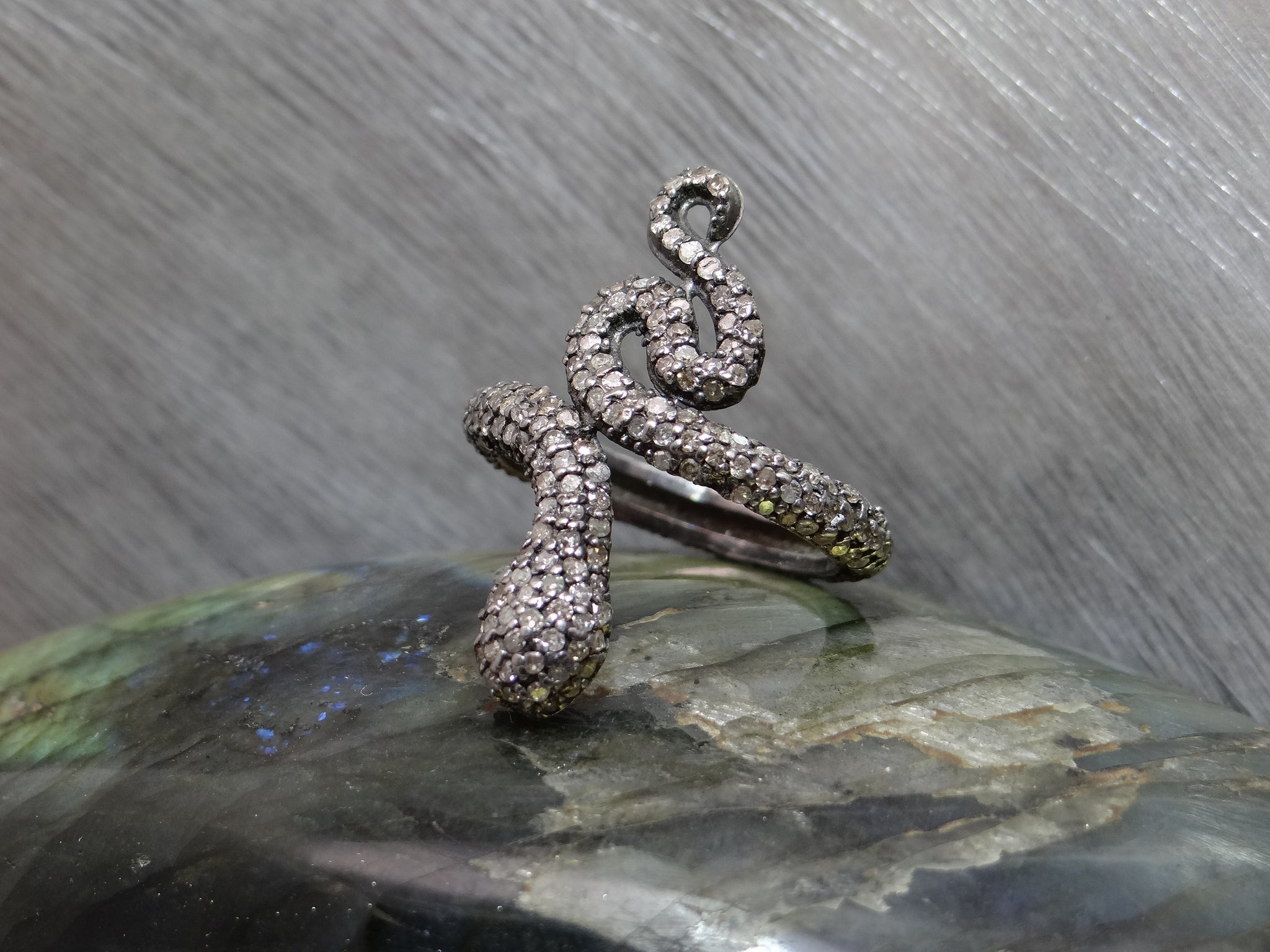 Diamond Encrusted Snake Ring