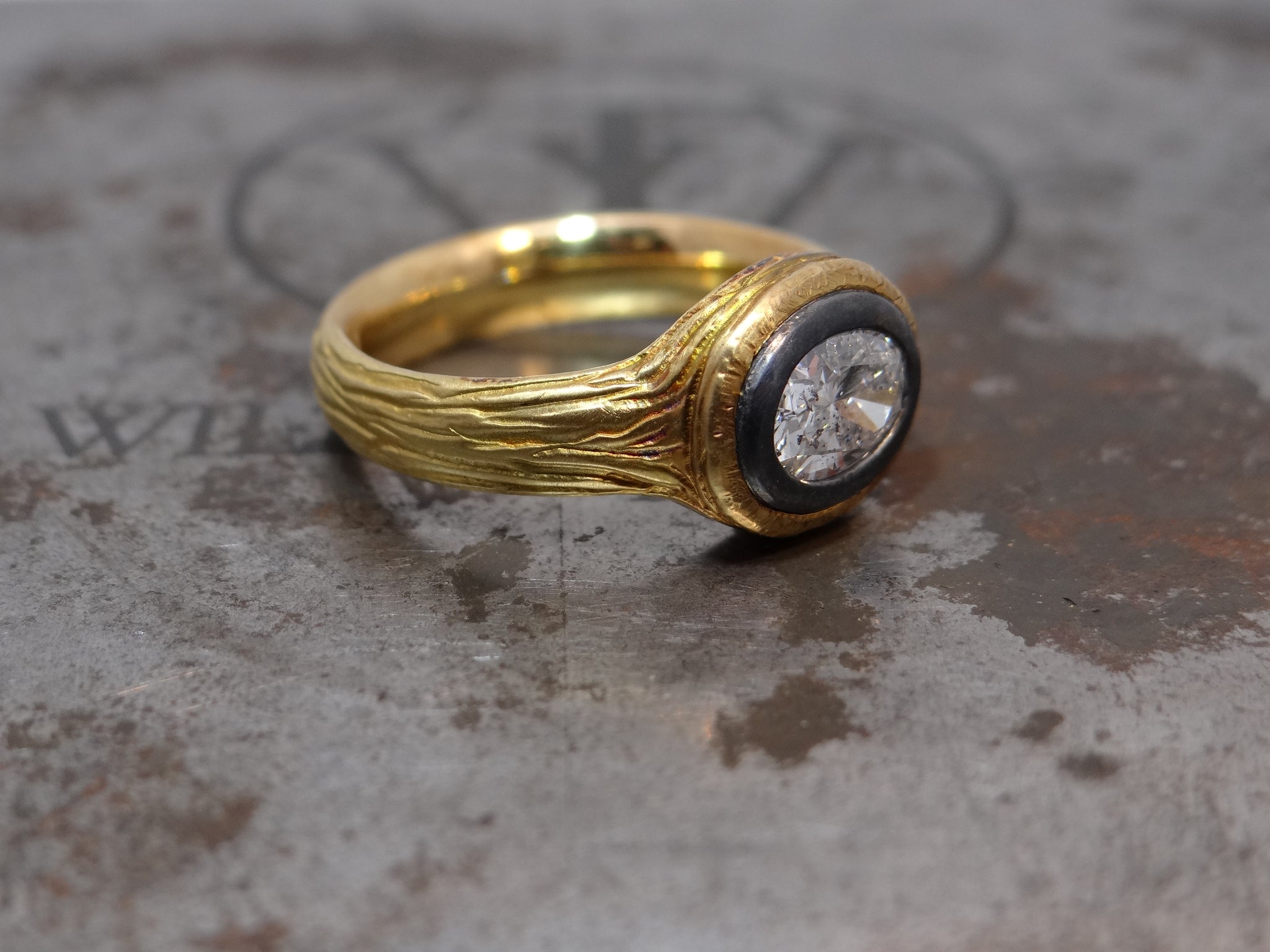 Two-Tone Oval Diamond Ring