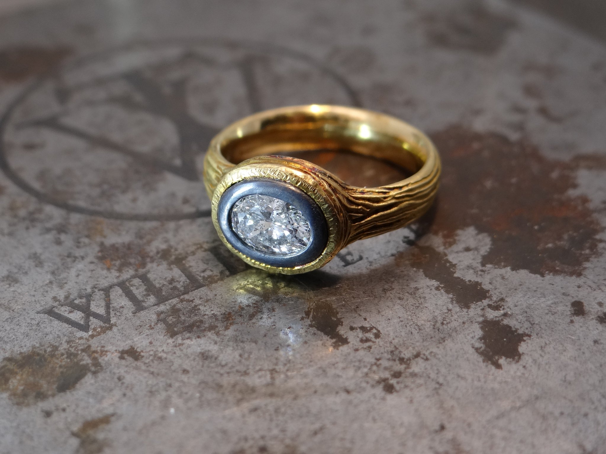 Two-Tone Oval Diamond Ring