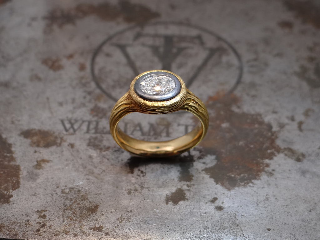Two-Tone Oval Diamond Ring