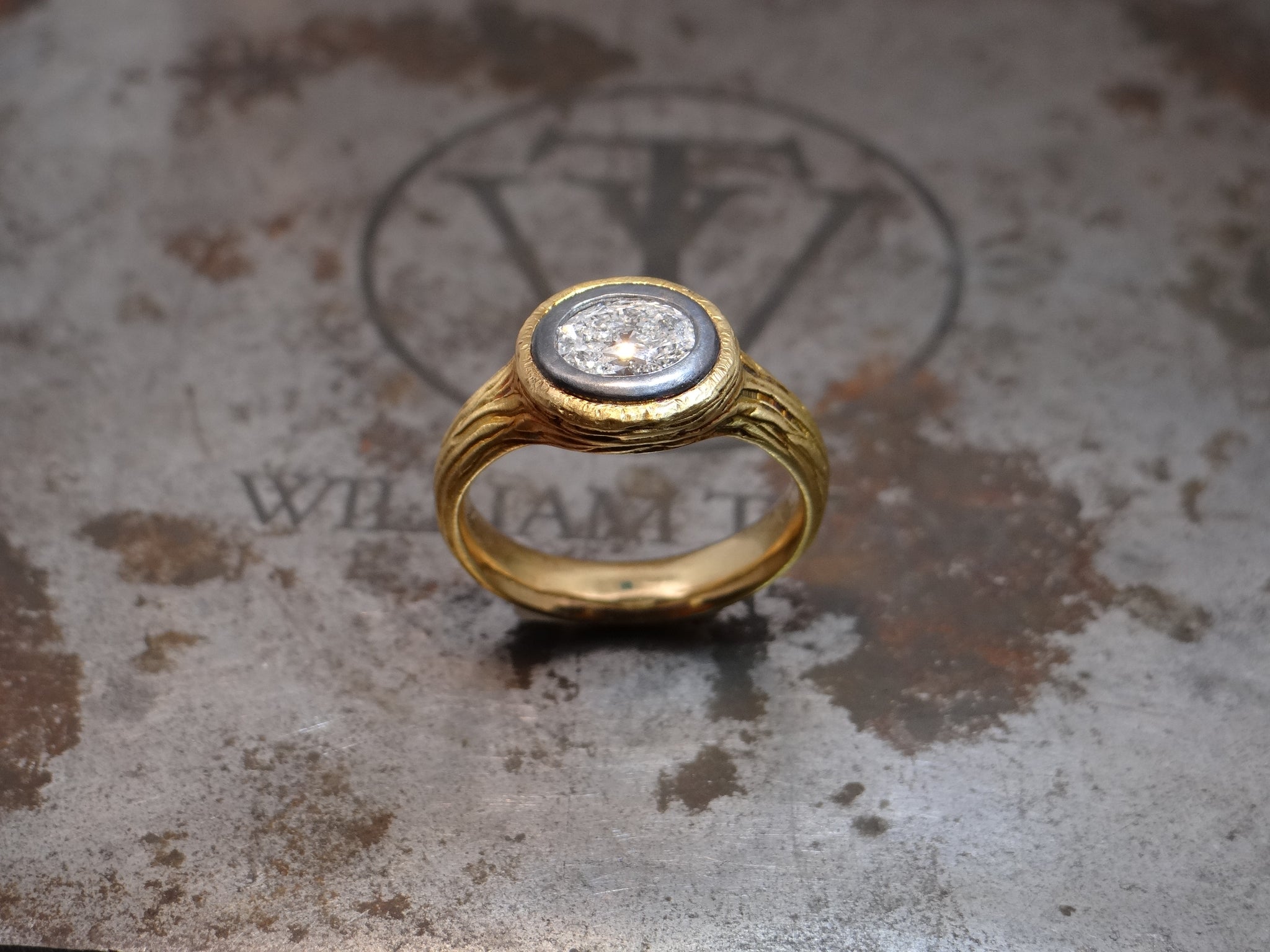 Two-Tone Oval Diamond Ring