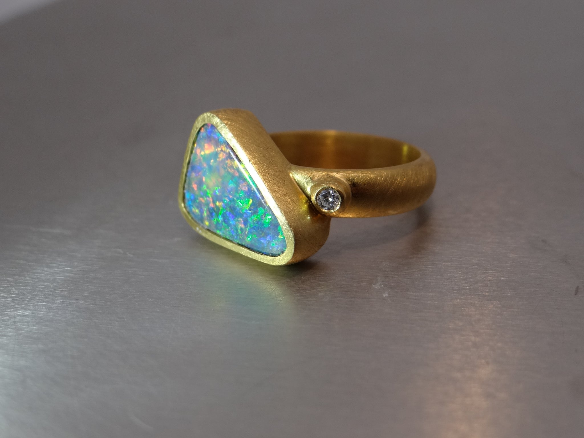 Opal Ring with Diamond Accent