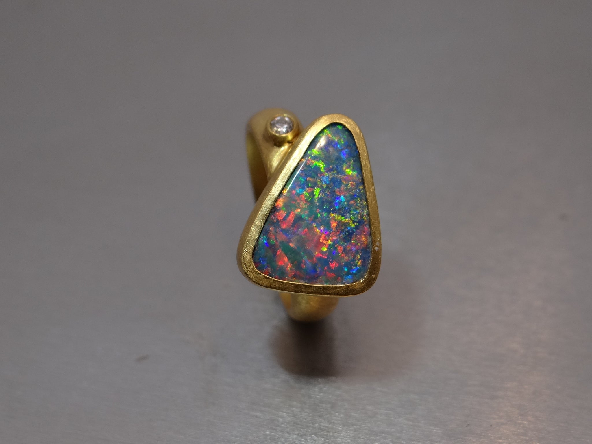 Opal Ring with Diamond Accent