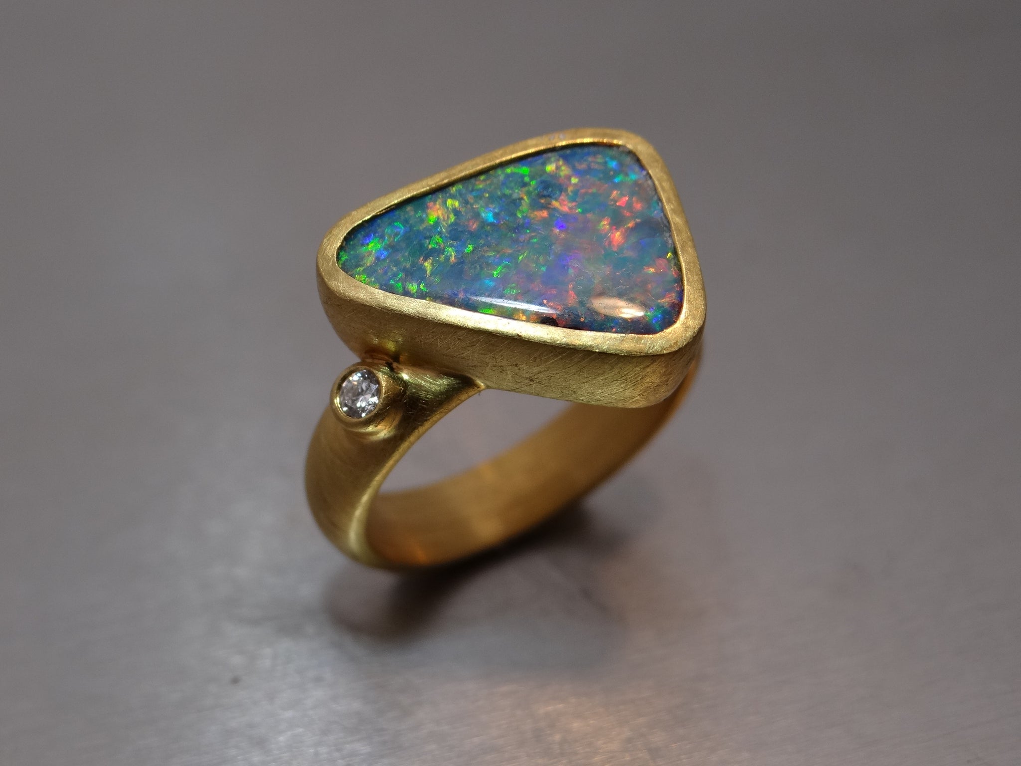 Opal Ring with Diamond Accent