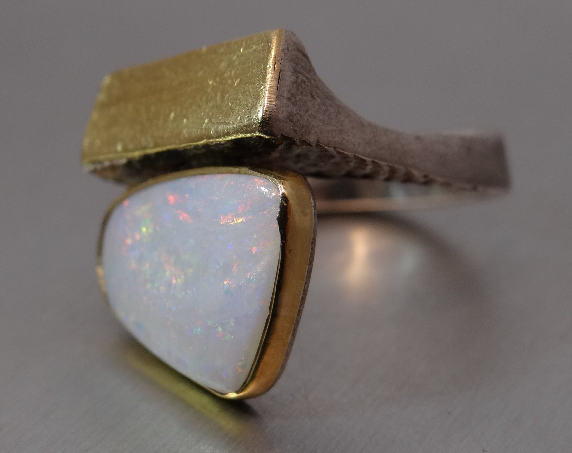 Two-Tone Contemporary Opal Ring