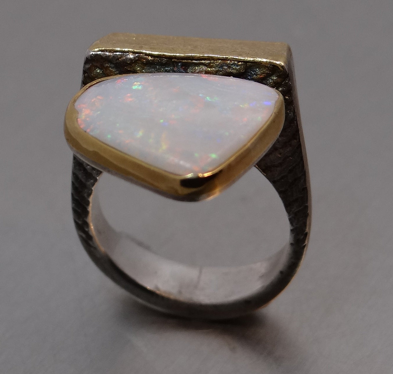 Two-Tone Contemporary Opal Ring