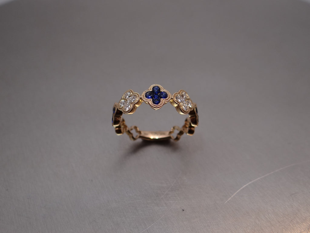 Diamond and Sapphire Clover Ring