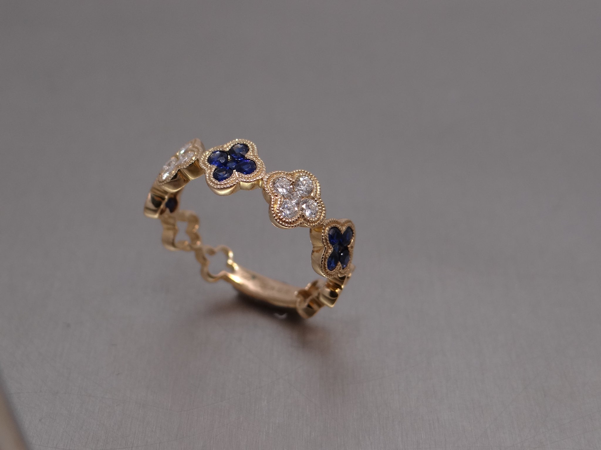 Diamond and Sapphire Clover Ring