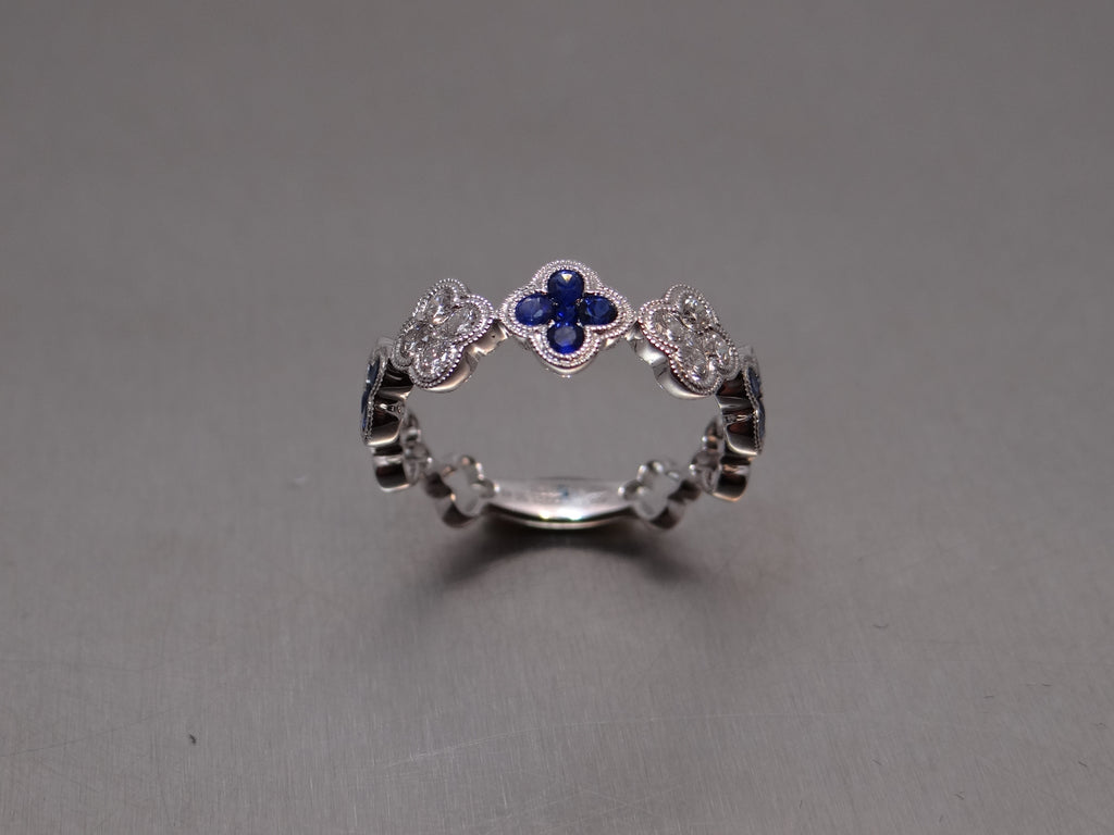 Diamond and Sapphire Clover Ring