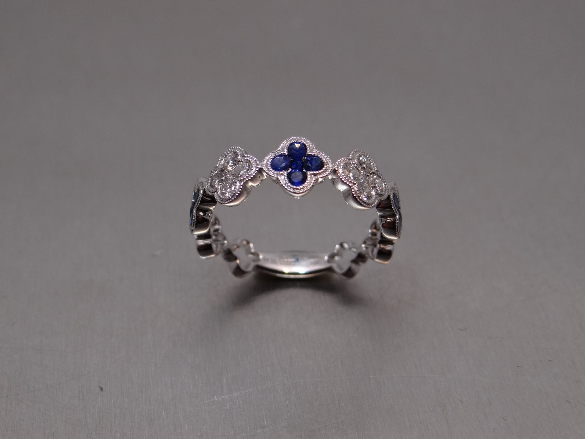 Diamond and Sapphire Clover Ring