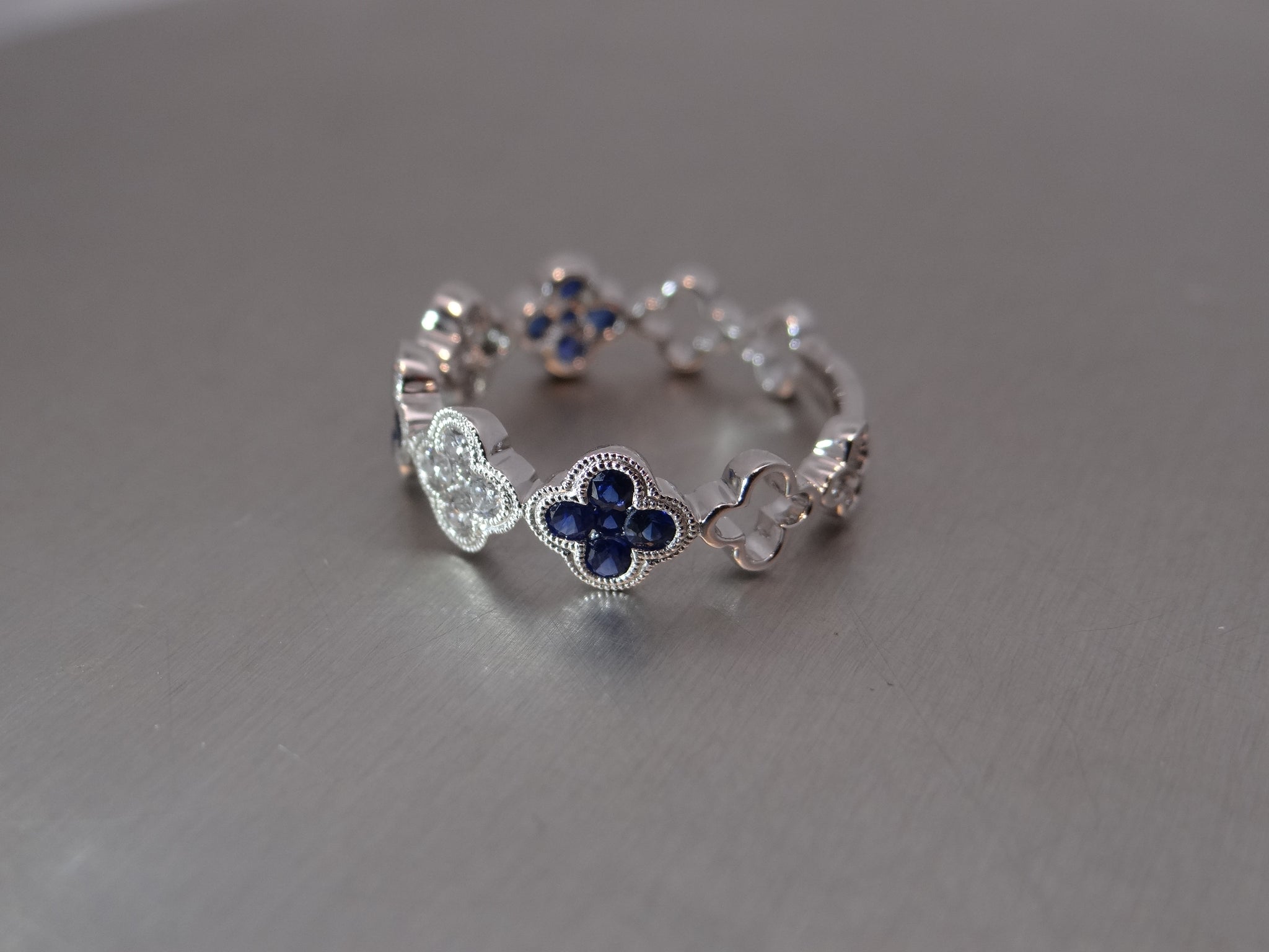 Diamond and Sapphire Clover Ring