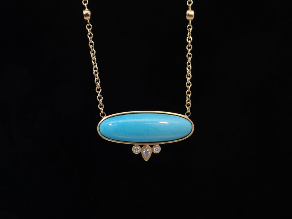 Sleeping Beauty Turquoise Necklace with Diamond Accents