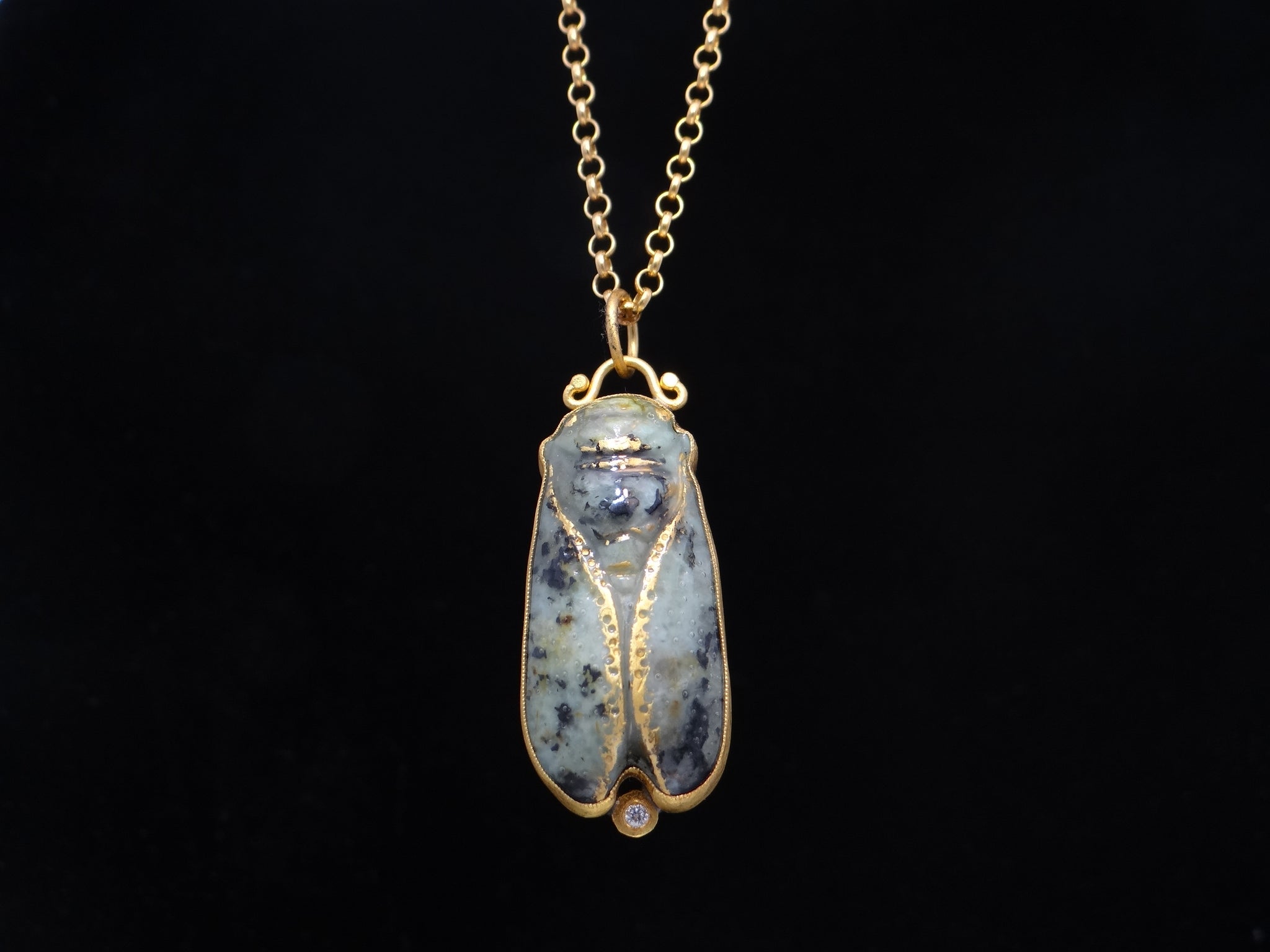 Turquoise Cicada Pendant with Diamond Accent