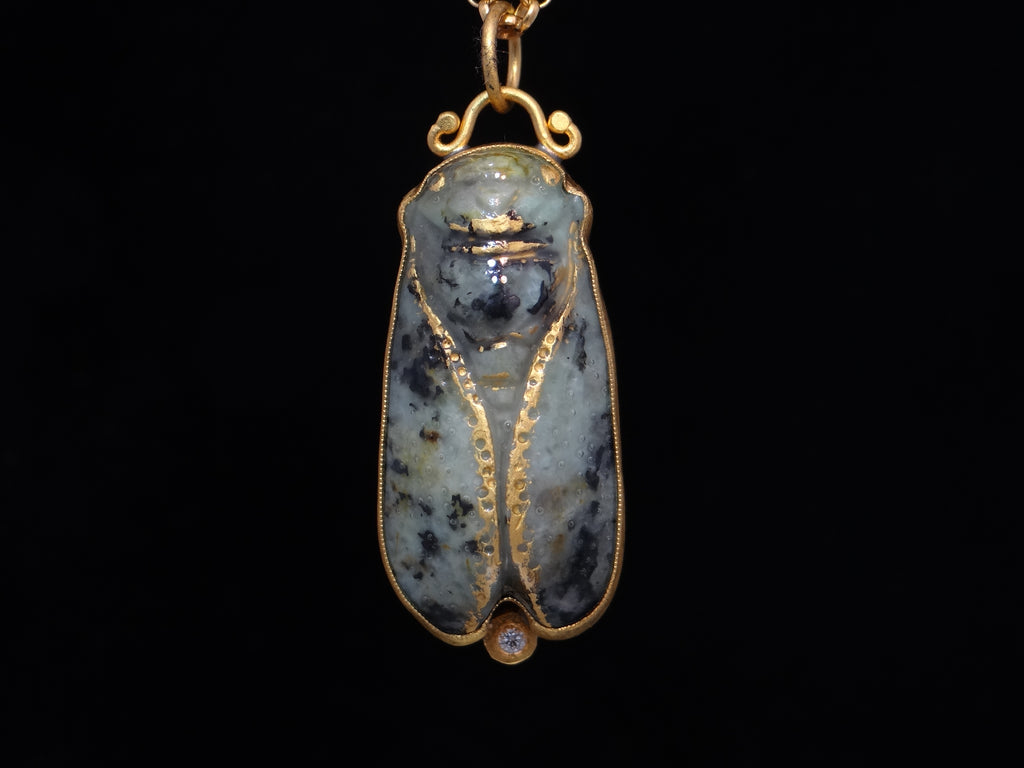 Turquoise Cicada Pendant with Diamond Accent