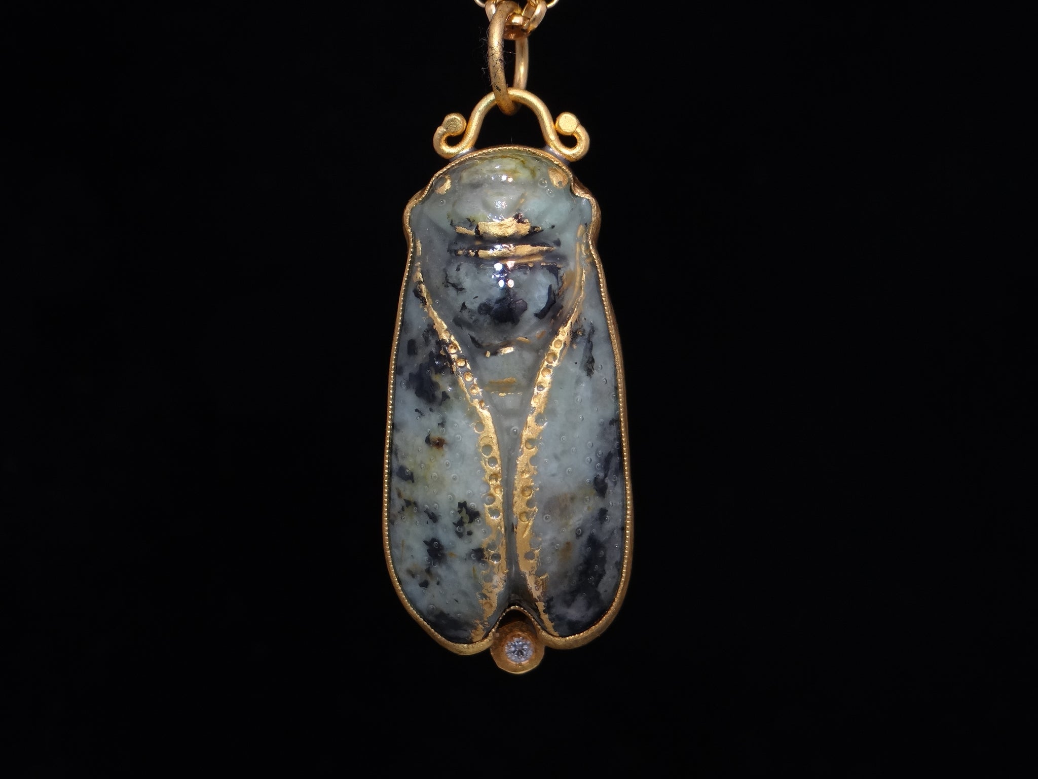 Turquoise Cicada Pendant with Diamond Accent
