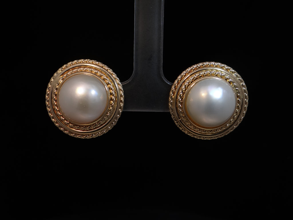 Gold and Mabé Pearl Earrings