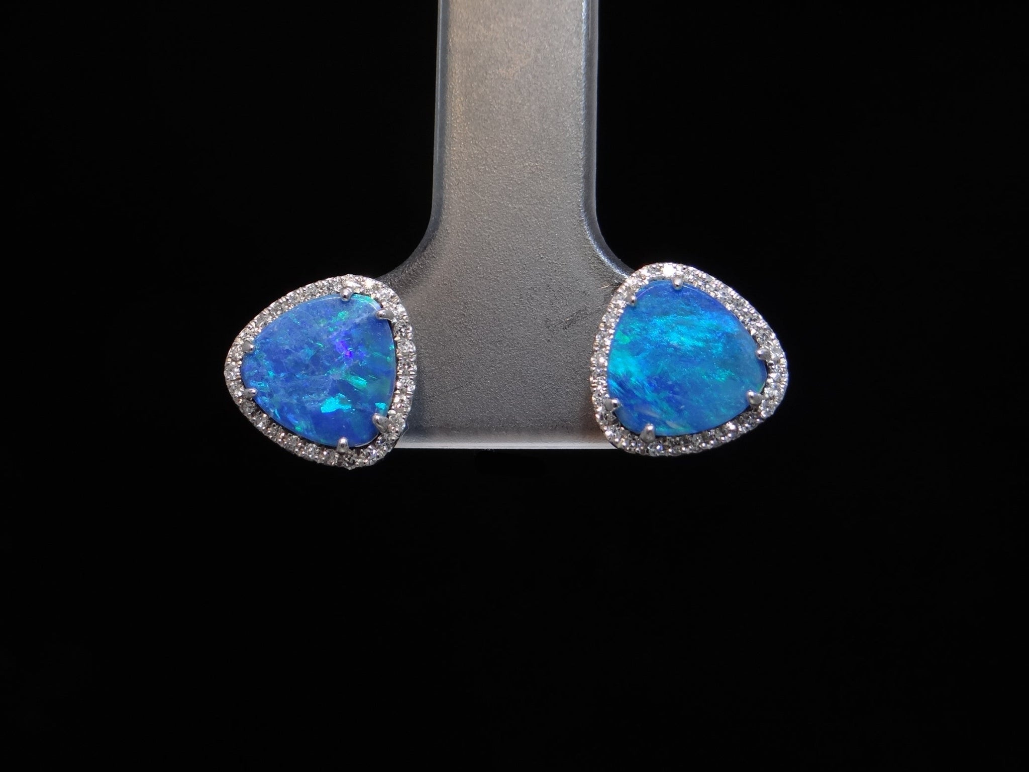 Opal Earrings with Diamond Accents