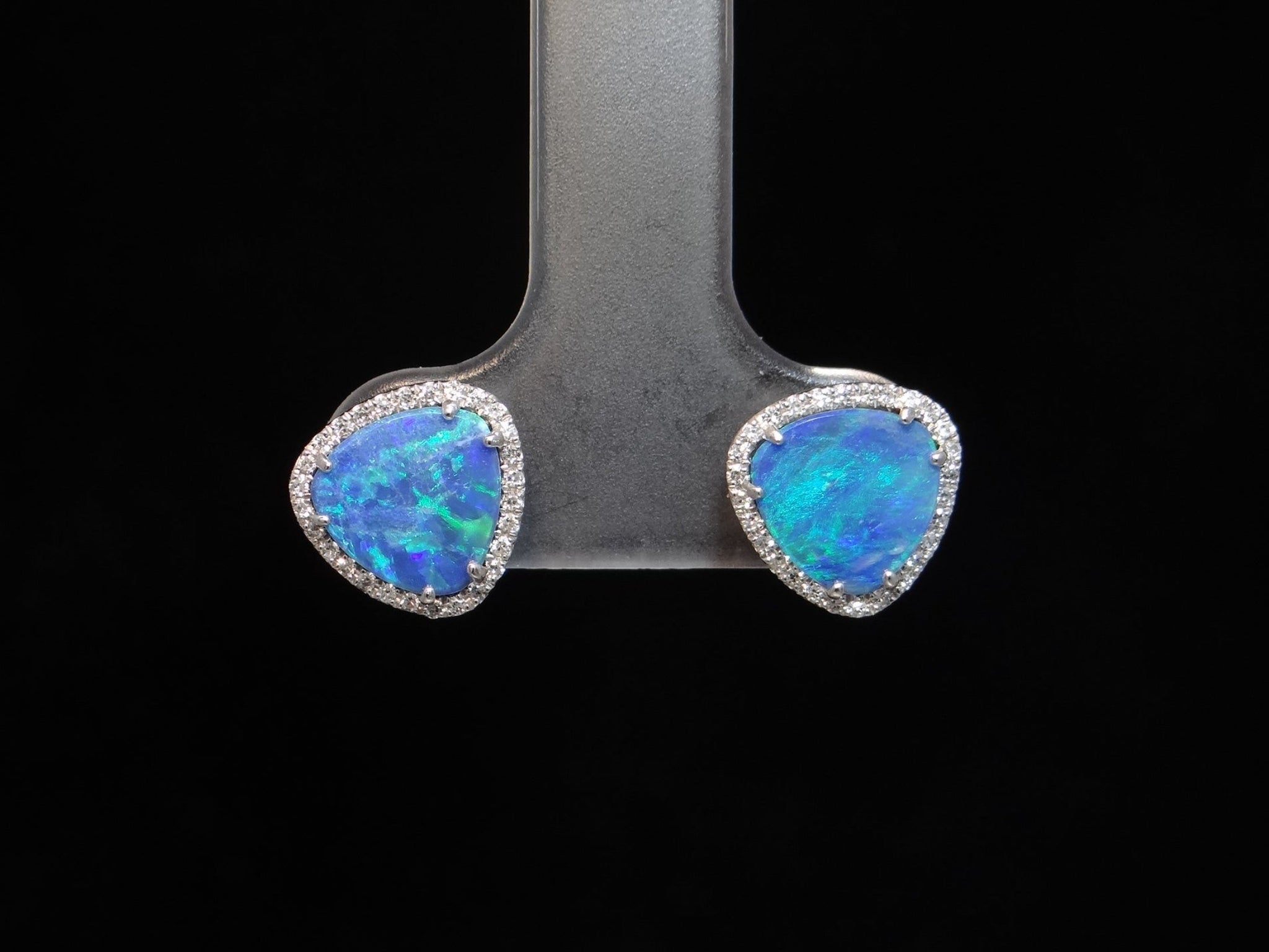 Opal Earrings with Diamond Accents