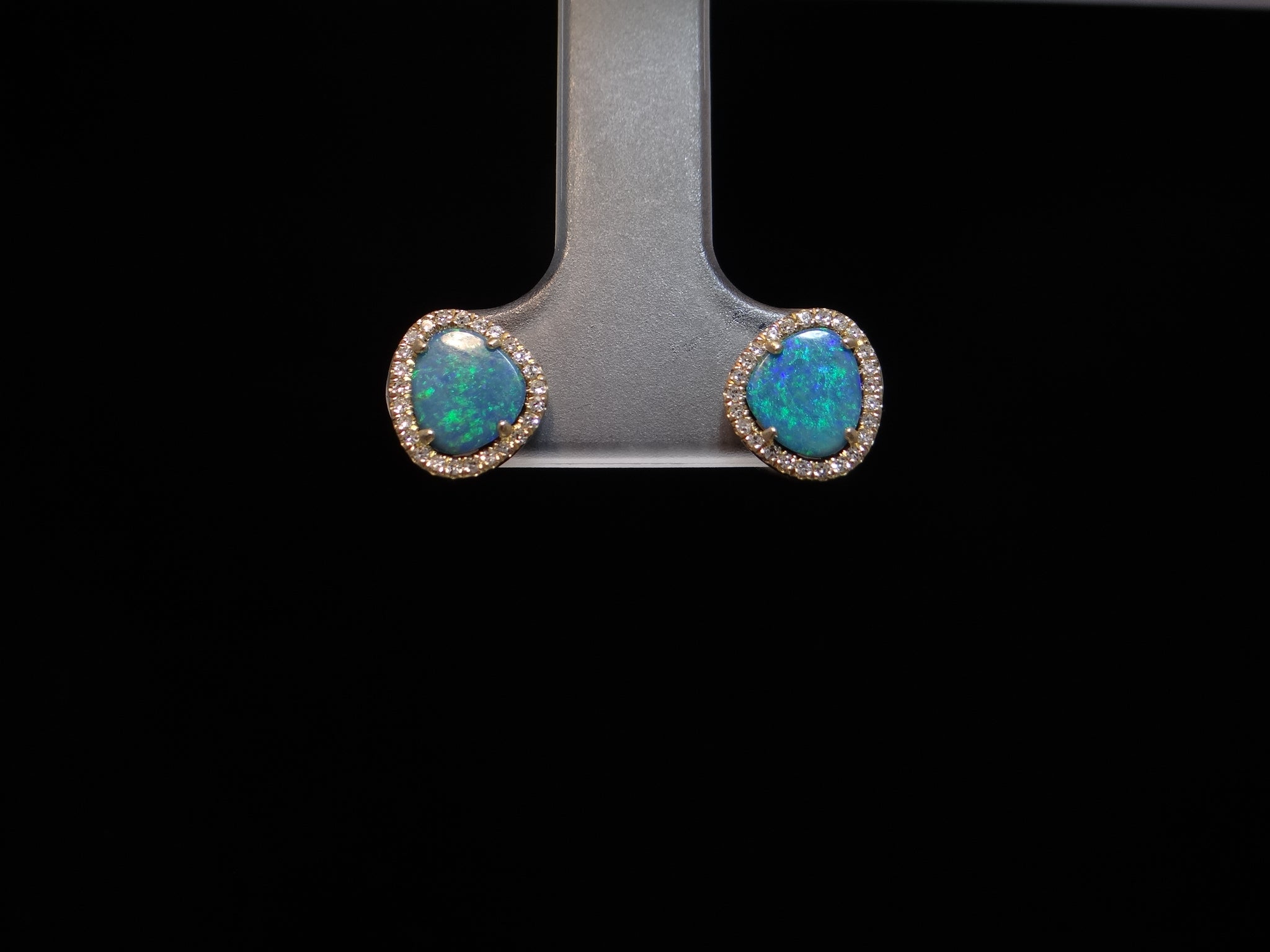 Opal Earrings with Diamond Accents