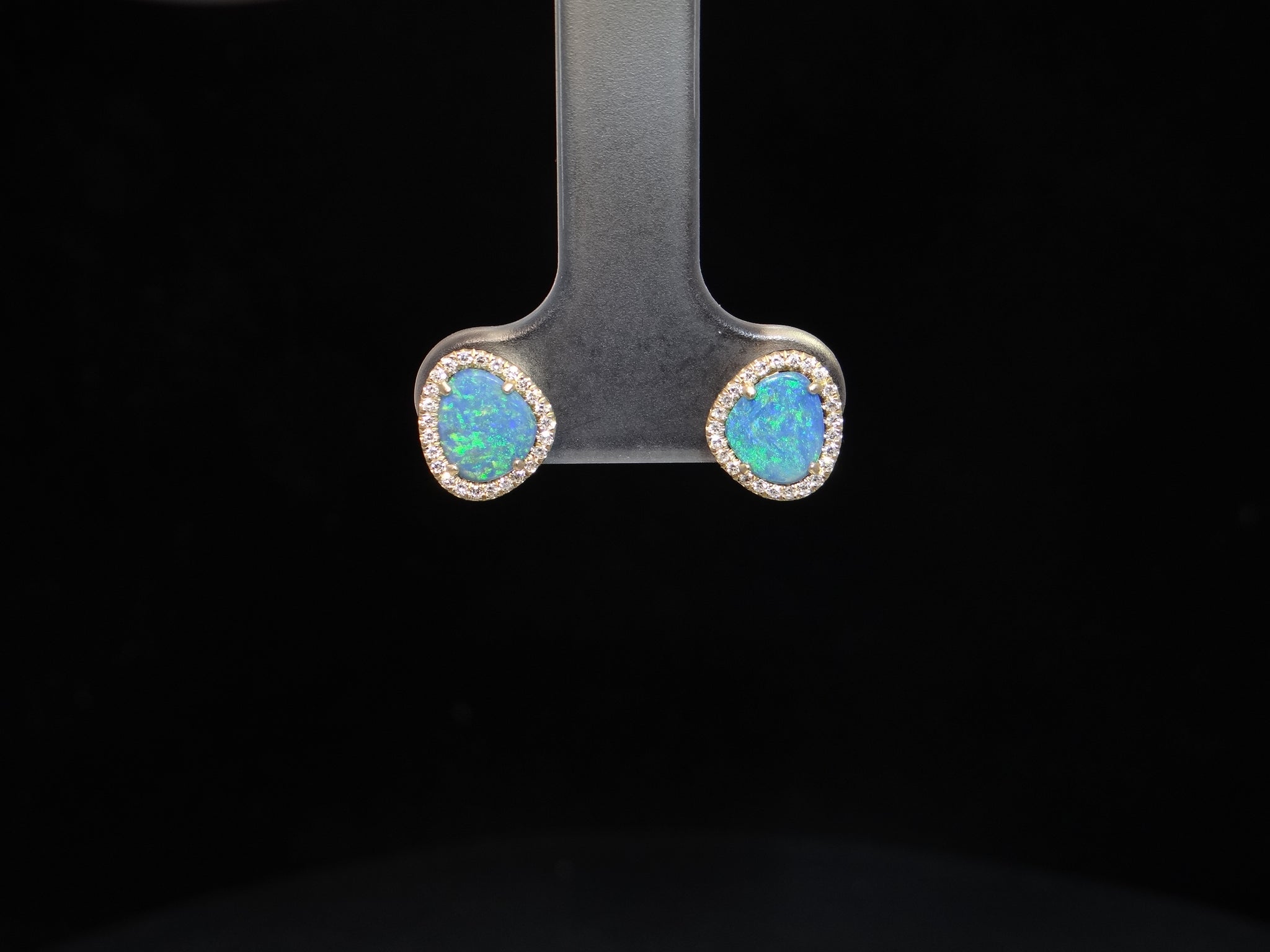 Opal Earrings with Diamond Accents