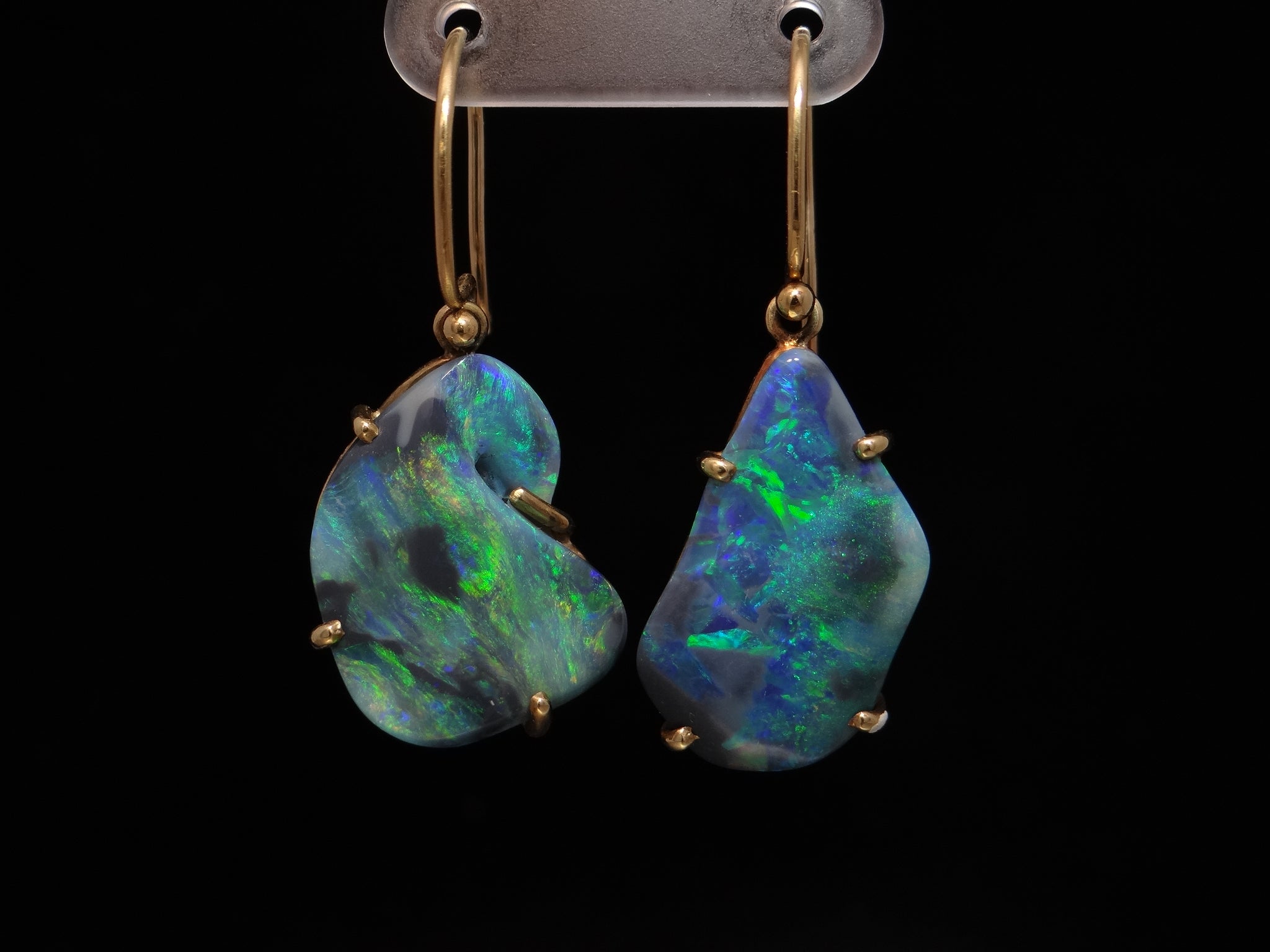Organic Black Opal Earrings