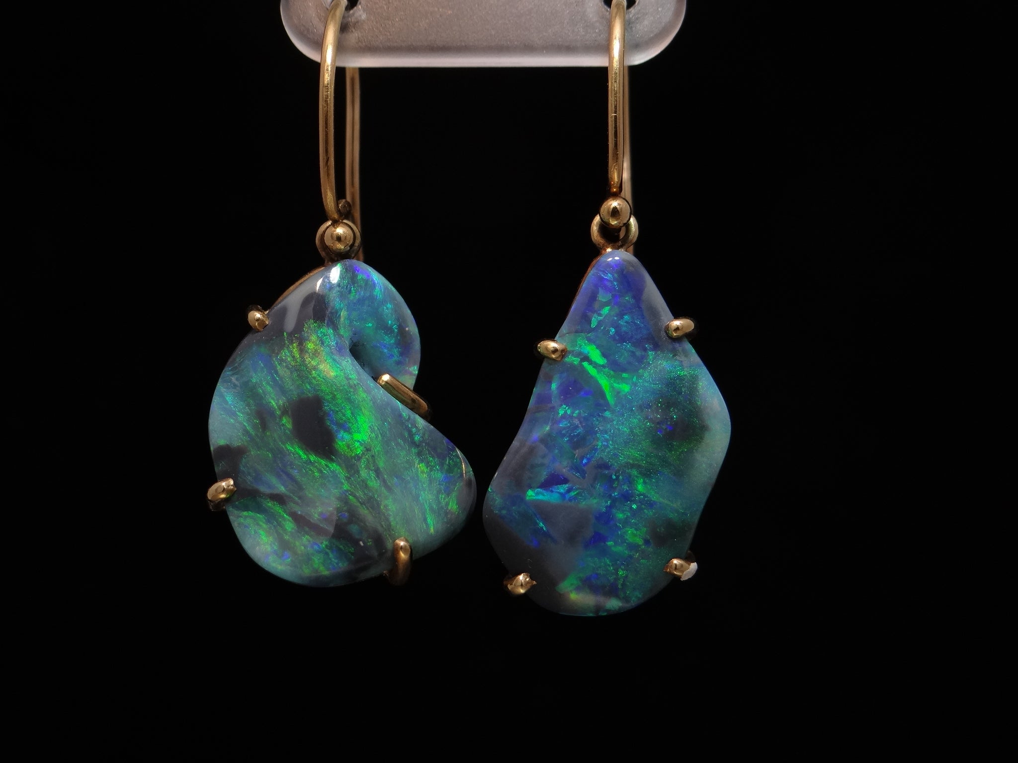 Organic Black Opal Earrings