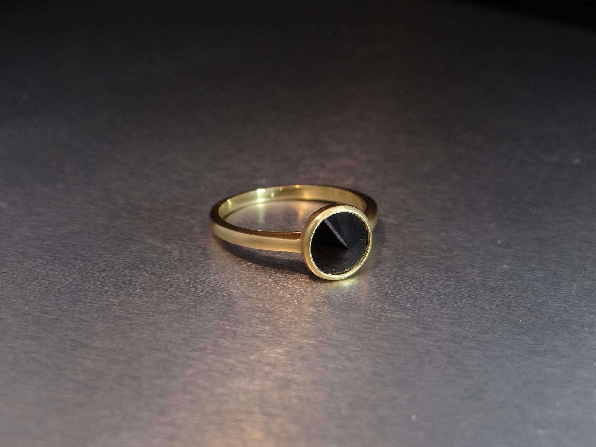 Gold and Black Spinel Ring