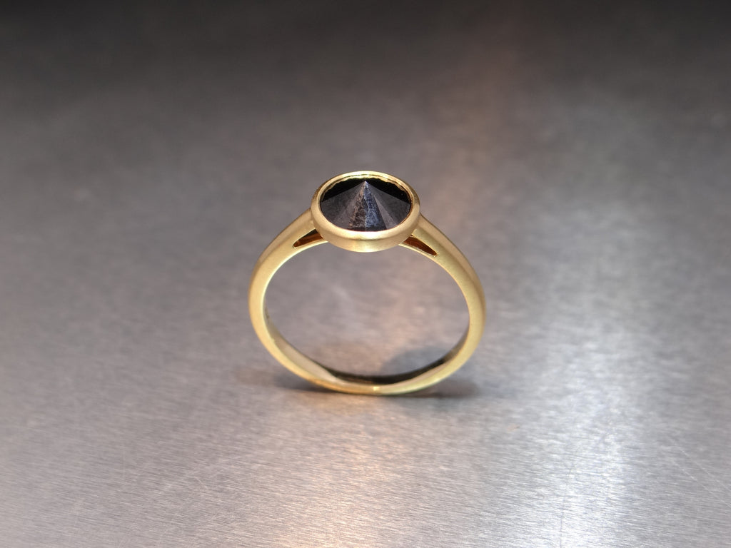 Gold and Black Spinel Ring