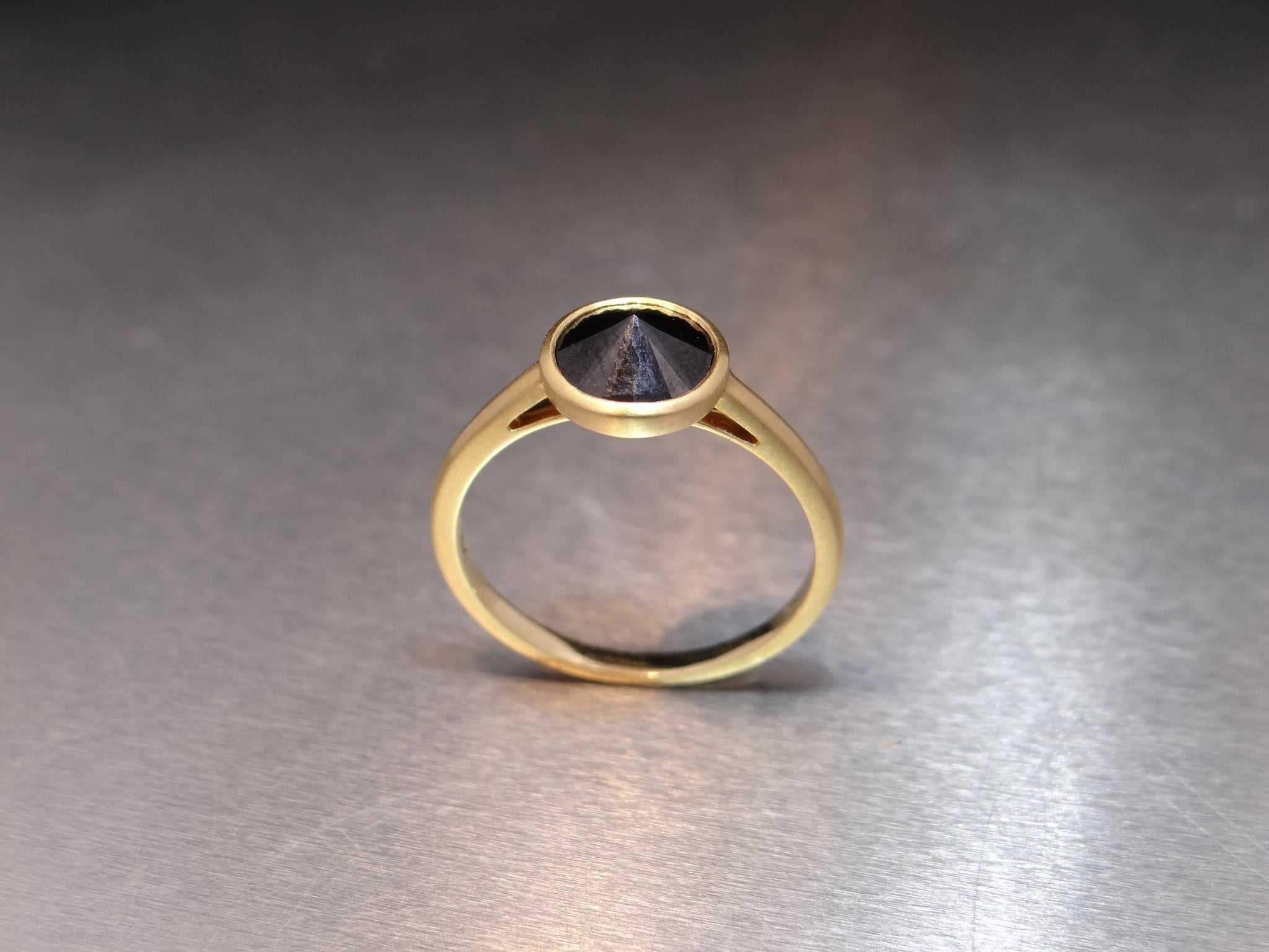 Gold and Black Spinel Ring