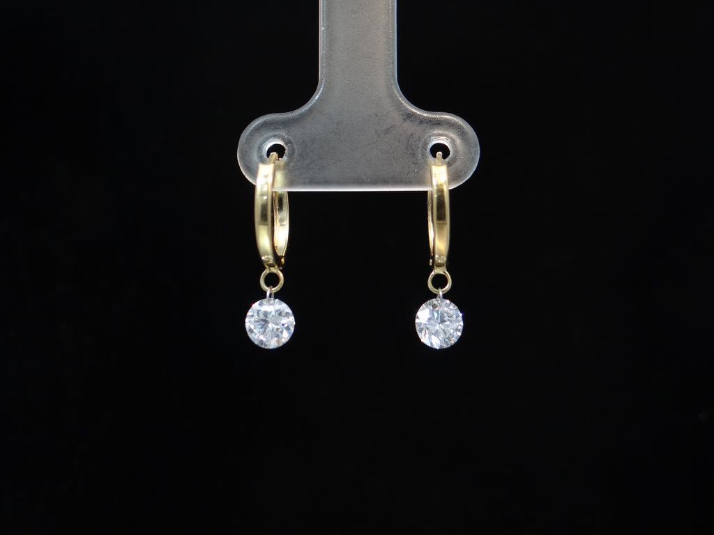 Drilled Diamond Huggie Earrings