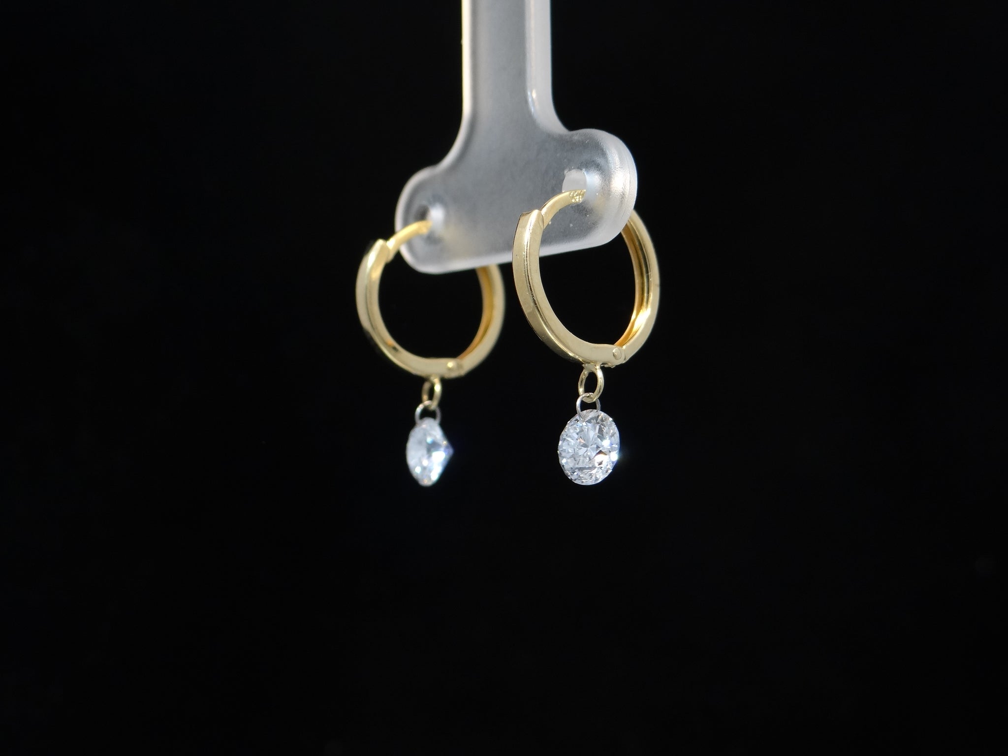 Drilled Diamond Huggie Earrings