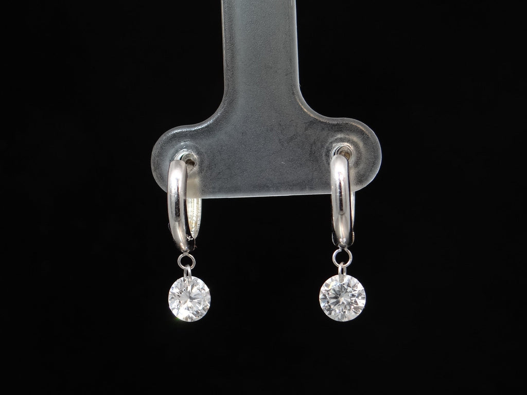 Drilled Diamond Huggie Earrings