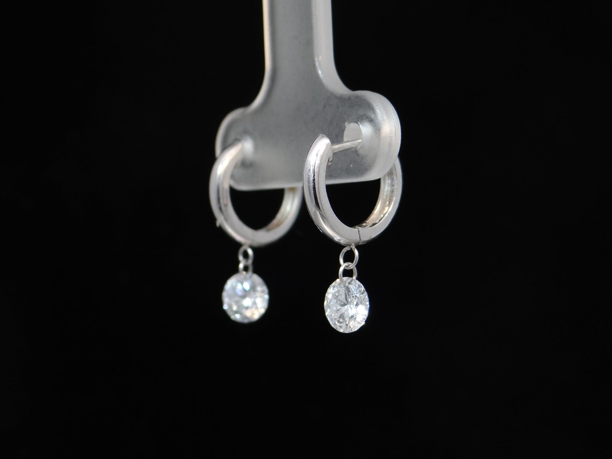 Drilled Diamond Huggie Earrings