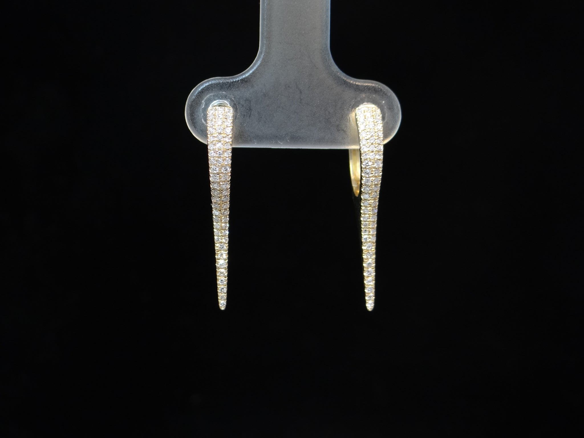 Diamond Encrusted Yellow Gold Huggie Spike Earrings